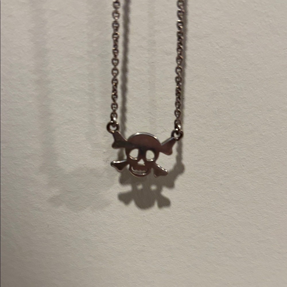 Coach Sterling Silver Skull Pendant Necklace